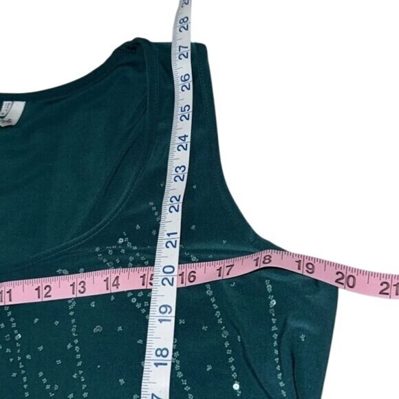 Teal Sleeveless Tank Top With Rhinestone Design Studio Y XL Polyester/Spandex - Picture 6 of 6